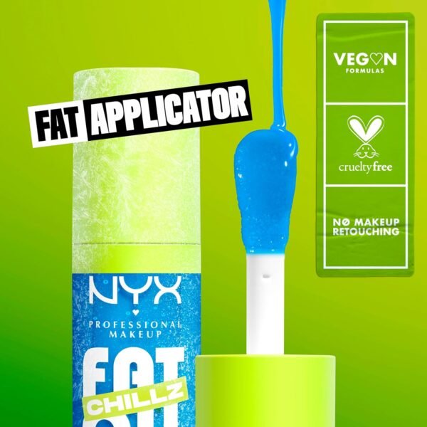 819mkKLFRAL._SL1500_.jpg NYX PROFESSIONAL MAKEUP Fat Oil Chillz, Moisturizing, Shiny and Vegan Tinted Lip Gloss - Polar Peppermint (Sheer Blue)
