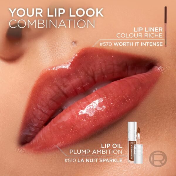 819vtY8vwLL._SL1500_.jpg L'Oreal Paris Plump Ambition Hyaluron Lip Oil, 24 HR Lip Gloss with Hyaluronic Acid, Volumizing Formula with Glass-Like Shine, La Nuit Sparkle, 0.16 Fl Oz