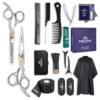 81A1XGEtH8L._SL1500_.jpg Equinox Professional Hair Scissors Set - Pro Barber Kit, Includes Cutting Scissors, Thinning Shears, Straight Razor, 3 Combs, Clips, Grippers - Salon & Barber Supplies, Hair Tools