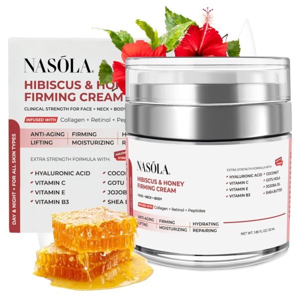 81A4yJnC2GL._SL1500_.jpg Hibiscus and Honey Firming Cream, Neck Firming Cream, Skin Tightening Cream, Skin Firming and Tightening Lotion for Face and Body, Anti-Wrinkle Facial Moisturizer with Collagen, 1.85 Oz/55ml