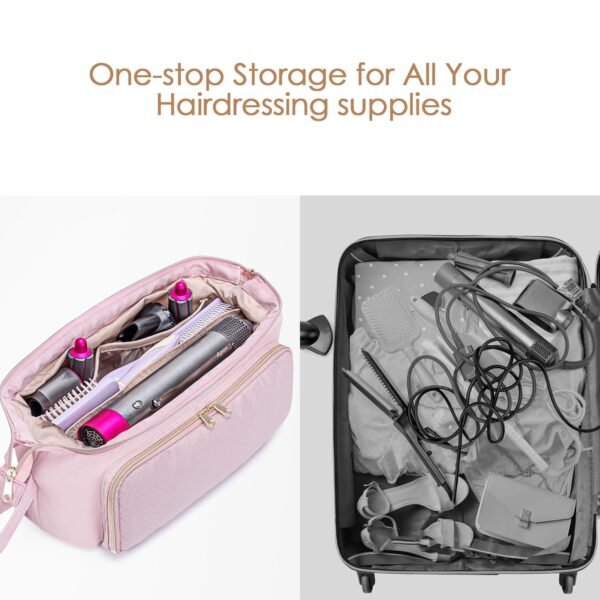 81ABymcWzRL._SL1500_.jpg Fasrom Hair Tools Travel Bag with Heat Resistant Mat for Flat Iron, Curling Iron and Hair Straightener, 2 in 1 Hair Dryer Travel Case to Organize Hair Styling Tools, Pink (Patent Design)