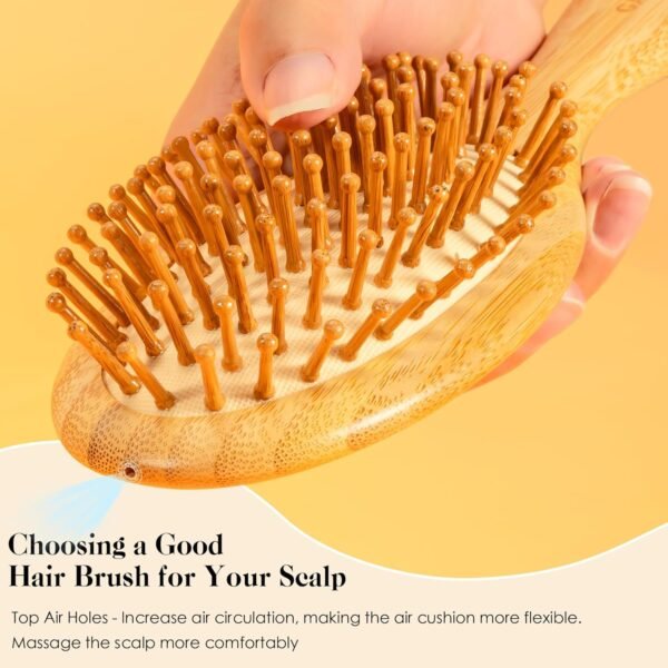 81AHDv7CMcL._SL1500_.jpg Bamboo Hair Brush for Hair Growth, Natural Bamboo Bristles Detangling Wooden Paddle Hairbrush for Massaging Scalp, for Women Men and Kids, for All Hair Types, with Ergonomic handle