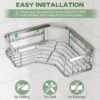 MAXIFFE 3 Pack Corner Shower Caddy with Soap Holder, Large Capacity Sturdy Easy Install No Drilling Stainless Steel Hold 40 LBS Shower Organizer Shelves Rack Storage for Family Renter Bathroom, Silver