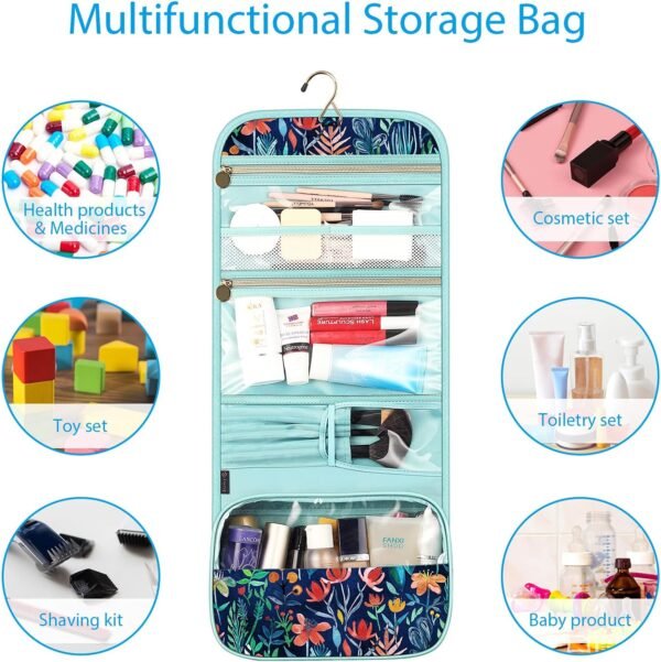 81AOBAAUsS._AC_SL1500_.jpg FINTIE Portable Toiletry Cosmetic Travel Bag, Large Water Resistant Hanging Makeup Organizer Storage Pouch Case for Women Girls (Jungle Night)