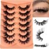 81ARKaTT2yL._SL1500_.jpg False Eyelashes Strip Lashes Wispy Yasnai Cat Eye Lash Fake Eyelash Natural Look Volume 18mm Mink Fluffy Fox Eyelashes 7 Pairs Pack 9D