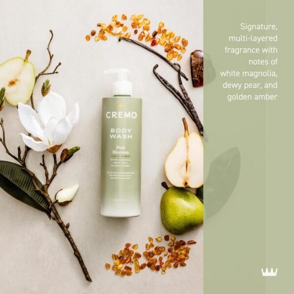 Cremo Pear Blossom Skin Moisturizing Body Wash for Women, Notes of Delicate Petals of Pear Blossoms, 16 Fl Oz