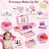 60 in 1 Kids Makeup Kit, with 3-Color Led Makeup Mirror Real Washable Kids Makeup Sets for Girls 5-8, Perfect Girl Birthday Gift, Age 3+