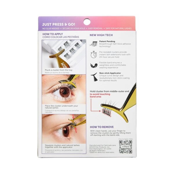 81Ak8joA5BL._SL1500_.jpg KISS imPRESS Falsies Self Adhesive Eyelashes, Press On Lashes, 12mm-14mm Natural Volume Lashes, Black, No Glue Needed, Invisible Band, 36 Lash Clusters & Non-Stick Applicator - Natural