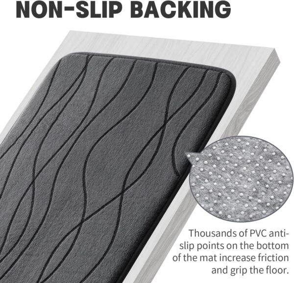 YIHOUSE Memory Foam Grey Bathroom Rug Sets 5 Piece, Ultra Absorbent Bath Mat for Bathroom - Non-Slip Machine Washable & Dry Quickly, 5 Piece Bathroom Mat Set, Dark Grey