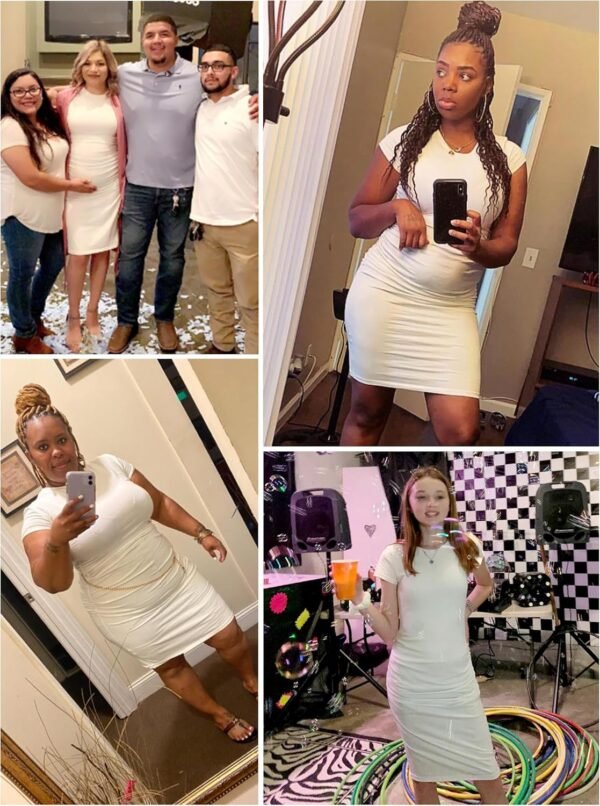 Missufe Women's Short Sleeve Ruched Casual Sundress Midi Bodycon T Shirt Dress