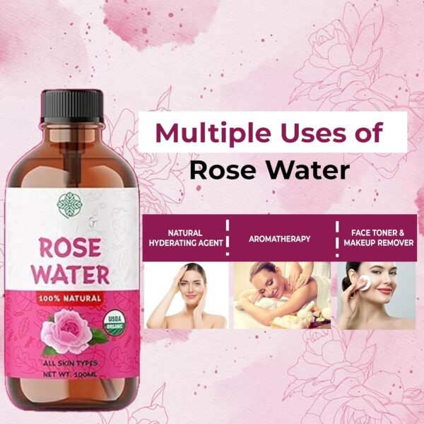 ABBASI & CO Rose Essential Oil– Large 100ml Organic rose oil for Skin, Face and Hair– Anti Ageing & Anti Wrinkle Serum – Cruelty-Free, Vegan, Floral Aroma – Natural Face Moisturizer for All Skin Types