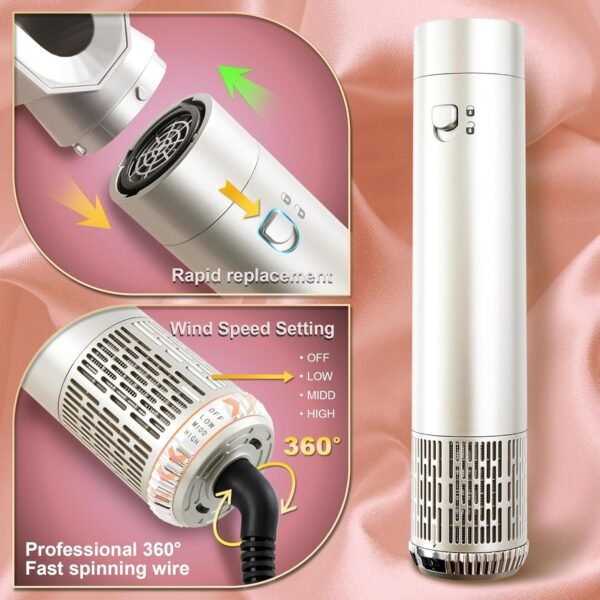 81B41IOYTQL._AC_SL1500_.jpg Professional Hair Dryer 6 in 1, Blow Dryer + Automatic Curling Iron + Hair Straightener + Thermal Brush, Birthday Gifts for Women Teen Girls with Short Long Hair, Low Noise, Air Wrap Hair Styler