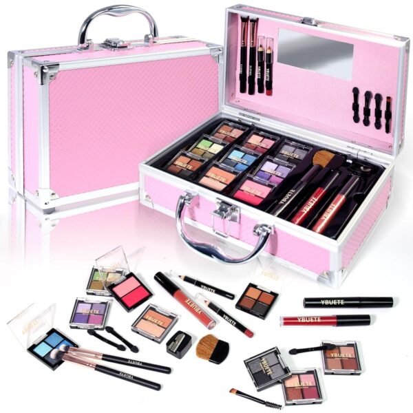 Makeup Starter Set, Beginner Cosmetics Kit, Full Train Case, Eyeshadow, Blusher, Contour, Eyebrow Powder
