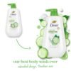 Dove Body Wash with Pump 3 Count Refresh Cucumber and Green Tea for 24hr Lotion-Soft Skin Moisturizing Skin Cleanser with No Sulfates No Parabens