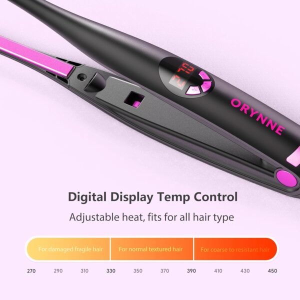 81BTBbagldL._AC_SL1500_.jpg Small Flat Irons for Short Hair, 5s Ultra Fast Heat Up Pencil Flat Iron, Negative Ions Mini Flat Iron for Edges, 3/10'' Travel Mini Hair Straightener with Digital Temp Control, Easy to Use
