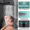 Shower System Black -10 Inch High Pressure Rain Shower Heads with Handheld Spray Combo Shower Faucet Set with Pressure Balanced Rough-in Valve, Wall Mount Bathroom Shower Set fit All Valve Types