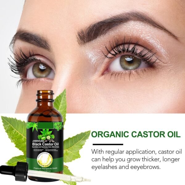 Jamaican Black Castor Oil One Single Ingredient 100% Pure Cold Pressed Castor Oil,Stimulate Thicker Fuller Hair Eyelashes Eyebrows Growth Serum,Scalp Face Body Skin Nail Moisturizer for Unisex