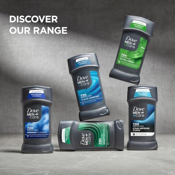 Dove Men+Care Deodorant Stick 4 Count Stain Defense Clean for Men, Anti-white Marks & Anti-yellow Stains with 72-hour Sweat and Odor Protection 2.7 oz