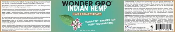 Indian Hemp Hair Grease Pomade, 12 fl oz - Hair Regrowth Styling Treatment - Deeply Nourishes & Repairs Damages By Wonder Gro