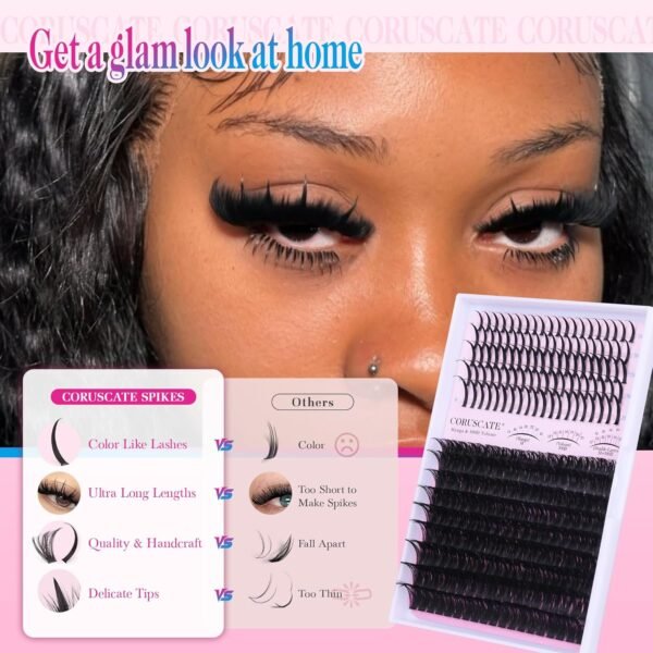 81BmF8IdygL._SL1500_.jpg Lash Clusters 100D Long 12-20mm Lash Spikes Eyelash Clusters Volume Individual Lashes DIY Spiky Lash Extension Mega Cluster Eyelash Extensions Mink Strips Lashes Thick by CORUSCATE
