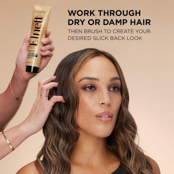 L'Oreal Paris Elnett Slick Back Styling Cream, Anti-Frizz Hair Cream for Flexible Hold, Frizz Control, Polished Shine and Slick Finish, 5.1 Fl Oz