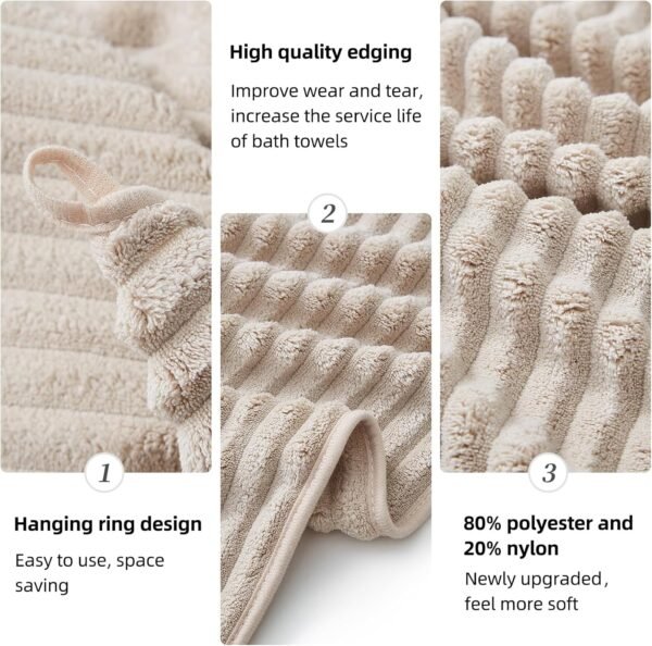 Extra Large Bath Towel Set of 6 (40"x80"),Oversized Bath Sheet Super Soft Highly Absorbent Microfibers Quick Dry Luxry Shower Towel for Bathroom Spa Gym Hotel Yoga(Beige, 6Piece)