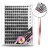 Self Adhesive Eyelashes, 156 Pcs Self Adhesive Eyelash Clusters, No Glue Needed, Invisible 2-Strip Tape - Longer Lasting, No Sticky Residue Pre Glued Eyelashes (Volume-Mixed)