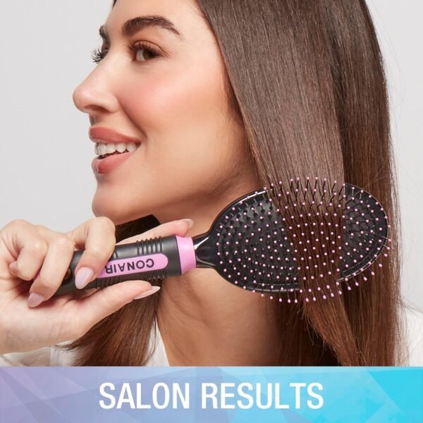 81Bz91WsYxL._SL1500_.jpg Conair Salon Results Hairbrush - Men and Women - Detangling Hair brush - ideal for curly or straight styles - features wire bristles and cushion Base - Pink/Black