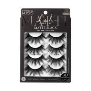 81C7sXdlhrL._SL1500_.jpg KISS Lash Couture 3D Matte False Eyelashes, 'Matte Cheviot', 18mm-20mm, Includes 4 Pairs Of Lashes, Contact Lens Friendly, Easy to Apply, Reusable Strip Lashes
