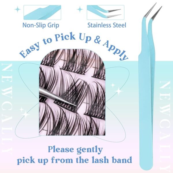 81C7vV72BL._SL1500_.jpg Lash Clusters Kit Wispy Natural Cluster Eyelash Extension Kit DIY Lash Extension Kit C-curly 10-16MM Eyelash Clusters Volume Individual Lashes Kit by Newcally