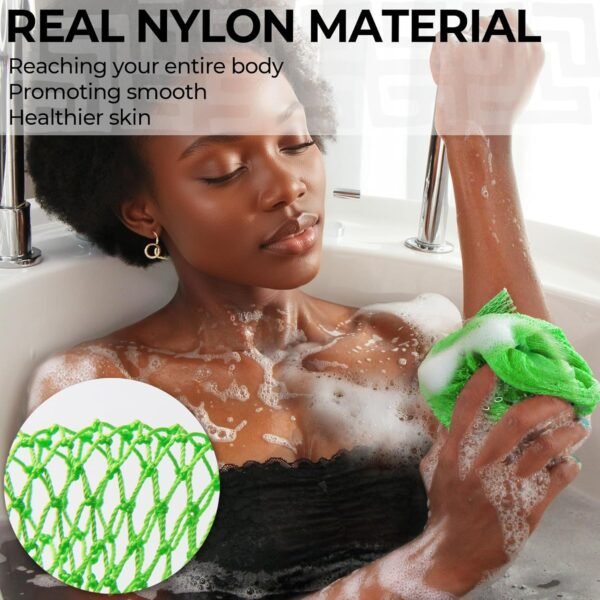 81CEJ0RDaFL._AC_SL1500_.jpg African Net Sponge Authentic - 2 Pieces Exfoliating Body Scrubber Bath Sponge - Back Scrubber Washcloth for Shower with Travel Bag - Real African Scrub Exfoliator Body Care Bathing Accessorie