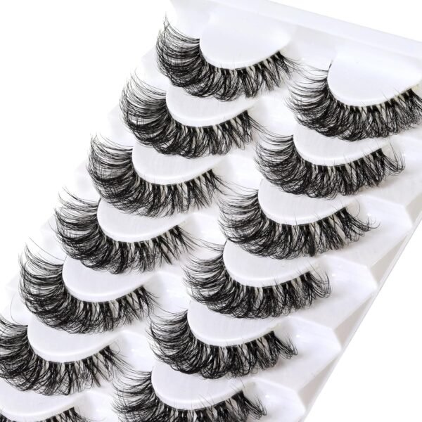 81CdMJrLEYL._SL1500_.jpg Veleasha Lashes Russian Strip Lashes Eyelashes with Clear Band Looks Like Eyelash Extensions D Curl Lash Strips 10 Pairs Pack (DT01)