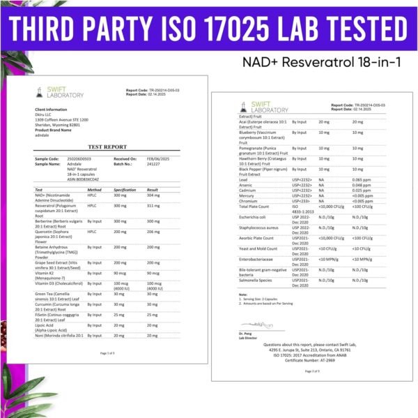 NAD Supplement. Longevity Formula with Liposomal NAD+, Trans Resveratrol, Quercetin, Berberine, Betaine Anhydrous, Grape Seed, Fisetin. NAD Resveratrol Supplement with Berberine 90 Capsules.