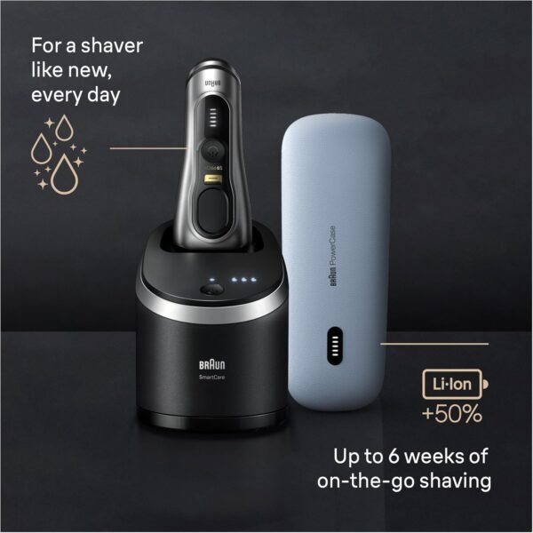 81DFTQpLxtL._AC_SL1500_.jpg Braun Series 9 PRO+ 9577cc Electric Razor for Men, 5 Pro Shave Elements & Precision Long Hair Trimmer, 6in1 SmartCare Center, PowerCase for Mobile Charging, Wet & Dry, 60min Battery Runtime