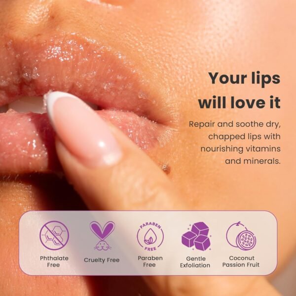 81DN-zwSX7L._SL1500_.jpg Dermasuri Lip Exfoliator Scrub and Moisturizer, Sugar Scrubs, Overnight Hydration & Softening, Brighten and Soften Dark Lips For Men & Women, Soothing Dryness, Coconut Passion Fruit Flavor 20g/0.7oz