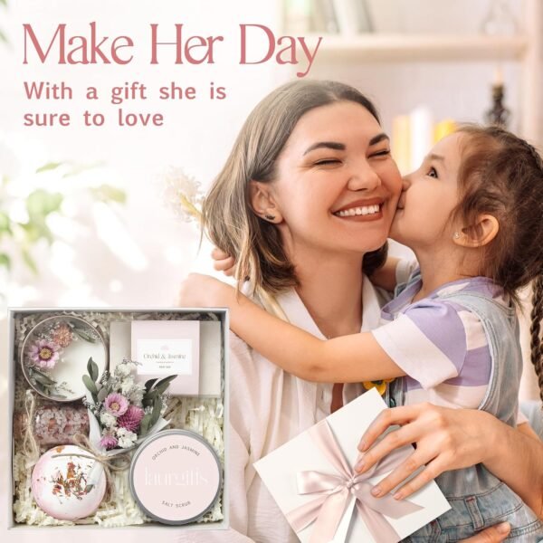 Orchid & Jasmine Spa Gift Baskets for Women – Scented Self Care Shower Essential - Elegant Kit for Mom, Wife, Sister, Friend - Body Bath Set - Aromatic Box for Occasions - Home Spa-Inspired