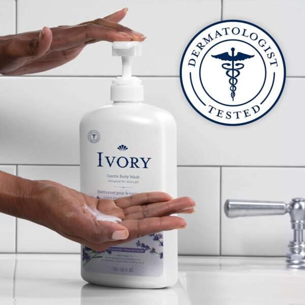 Ivory Gentle Body Wash, Designed for the Whole Family, Free of Dyes Heavy Perfumes Parabens Phthalates & Silicones, Lavender Scent, 35 oz