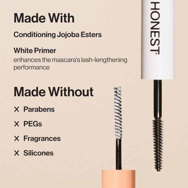 Honest Beauty 2-in-1 Extreme Length Clean Mascara + Lash Primer | Lengthening + Volumizing | Cruelty Free + Safe for Sensitive Eyes | Black, .27 fl oz