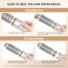 6 in ONE Blow Dryer Brush,Air Curling Iron Round Brush for Blow Out 800W