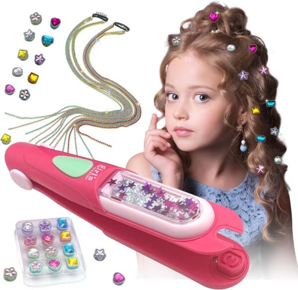 Hair Gem Stamper Kit - Bling Hair Jewels for Girls, Hair Styling Tool with Reusable Shining Diamonds & Colorful Tassel Chains, Perfect Holiday and Birthday Gift for Girls