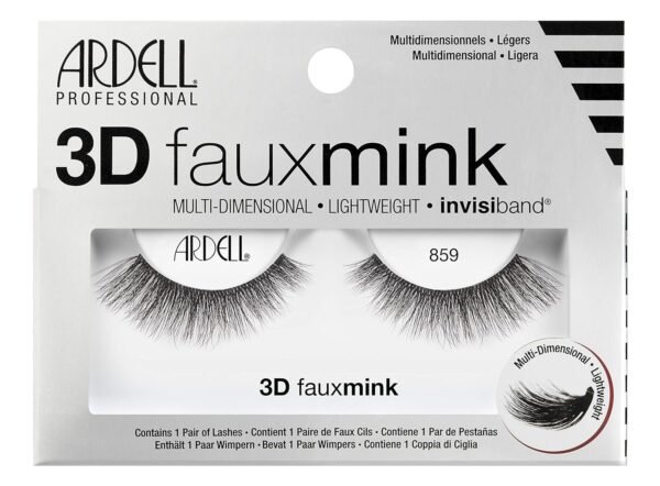81EQzWbDAgL._SL1500_.jpg Ardell False Eyelashes 3D Faux Mink Lashes 859 - Lightweight Reusable Strip Lashes with Invisiband, Ultra-Fluffy Volume for a Natural Glam Look, 4 Pairs