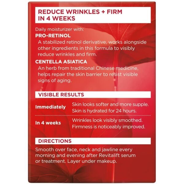 L'Oreal Paris Revitalift Anti-Wrinkle and Firming Face and Neck Moisturizer, Pro Retinol 1.7 oz