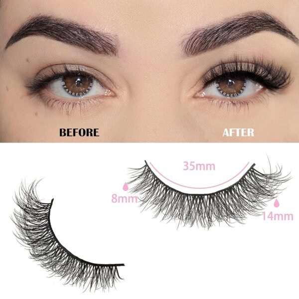 81Ecjehu-oL._SL1500_.jpg FARRED Natural Lashes Short Eyelashes Wispy False Mink Lash Pack 14 Pair Natural Look Fluffy Cat Eye Strip Eyelash Small Fake Lashes Full Pestañas Sets for MUA and Beginners Daily Makeup (F1 | 8-14mm)