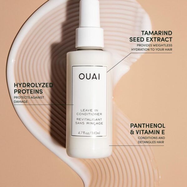OUAI Leave In Conditioner & Heat Protectant Spray - Prime Hair for Style, Smooth Flyaways, Add Shine and Use as Detangling Spray - No Parabens, Sulfates or Phthalates (1.5 oz)