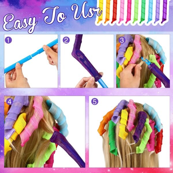 81EoUmbxmOL._SL1500_.jpg Yilloog 40 Pieces Hair Curlers Kit Heatless Spiral Curlers Tools with 2 Styling Hooks and 1 Storage Bag Multicolor Magic Curls Rollers for Women Long Medium Short Hair Classic Style