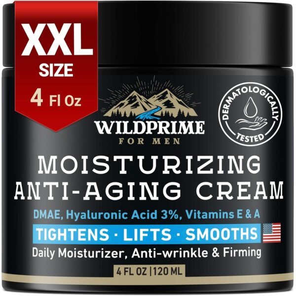 Men's Face Moisturizer Cream - Anti Aging & Wrinkle - Made in USA - Collagen, Hyaluronic Acid, Vitamins E & A, Avocado Oil - After Shave Lotion - Age Facial Skin Care, Day & Night Moisturizing, 4 oz