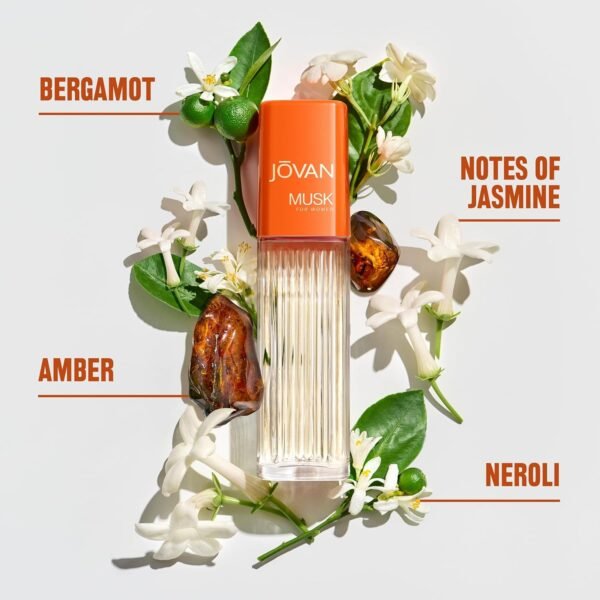Jovan Musk for Women Eau de Cologne Spray 2 fl oz (Pack of 1), Notes of Jasmine, Amber, and Neroli, Women's Fragrance, Long Lasting, Everyday Fragrance, Travel Size
