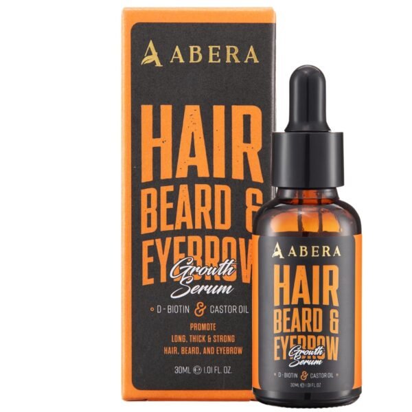 Abera Hair Growth Serum for Hair Loss, Natural Hair Regrowth Treatment for Hair & Beard with Biotin & Castor Oil