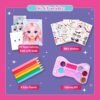 BSCOOL Make-up Artist. 3 in 1 Fun Makeup, Sticker, Coloring Kit, Includes Color Pencils, Makeup Palette, and 200+ Stickers. for Girls Ages 5,6,7,8. Gift for Girls