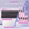 81FbuMizIWL._SL1500_.jpg Lash Clusters Kit DIY Lash Extension Kit Volume Cluster Eyelash Extension Kit D-curly Individual lashes 10-18MM Wispy Eyelash Clusters with Lash Cluster Glue and Tweezers by zanlufly